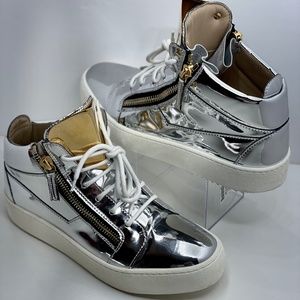 Giuseppe Zanotti Silver Leather Sneakers Eur 43 (Size 10)
